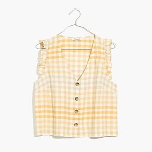 Madewell Ruffle Button-Front Tank in Ombré Gingham